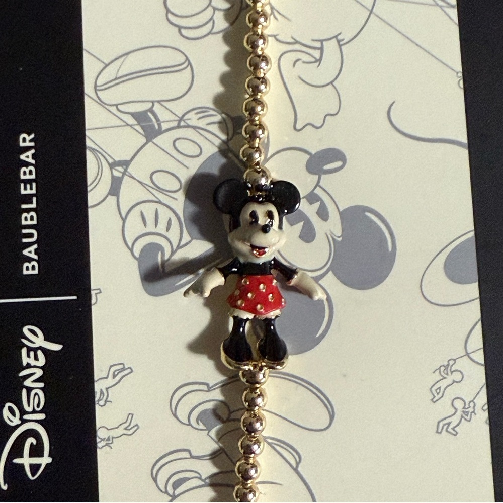 BaubleBar Disney Minnie Mouse Gold Beaded Bracelet-Does not include backing card